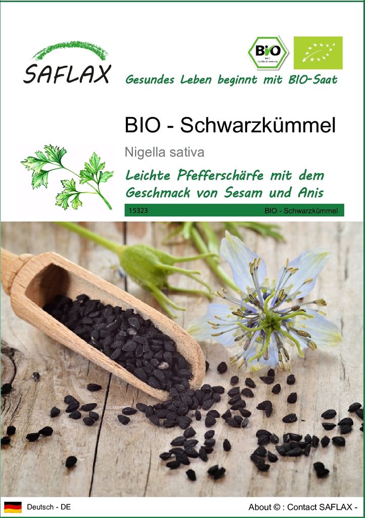SAFLAX - BIO - Schwarzkümmel - 300 Samen - Nigella sativa