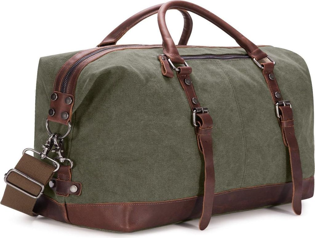 Vintage Canvas Reisetasche - Uni Wochenendtasche - Grün - 40 Liter