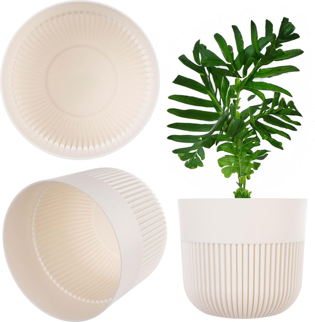 KADAX Blumentopf Ø 11 cm, Blumenübertopf mit gerillter Struktur für Innen- und Außenbereich, Pflanzentopf aus Kunststoff, Übertopf für Zimmer...