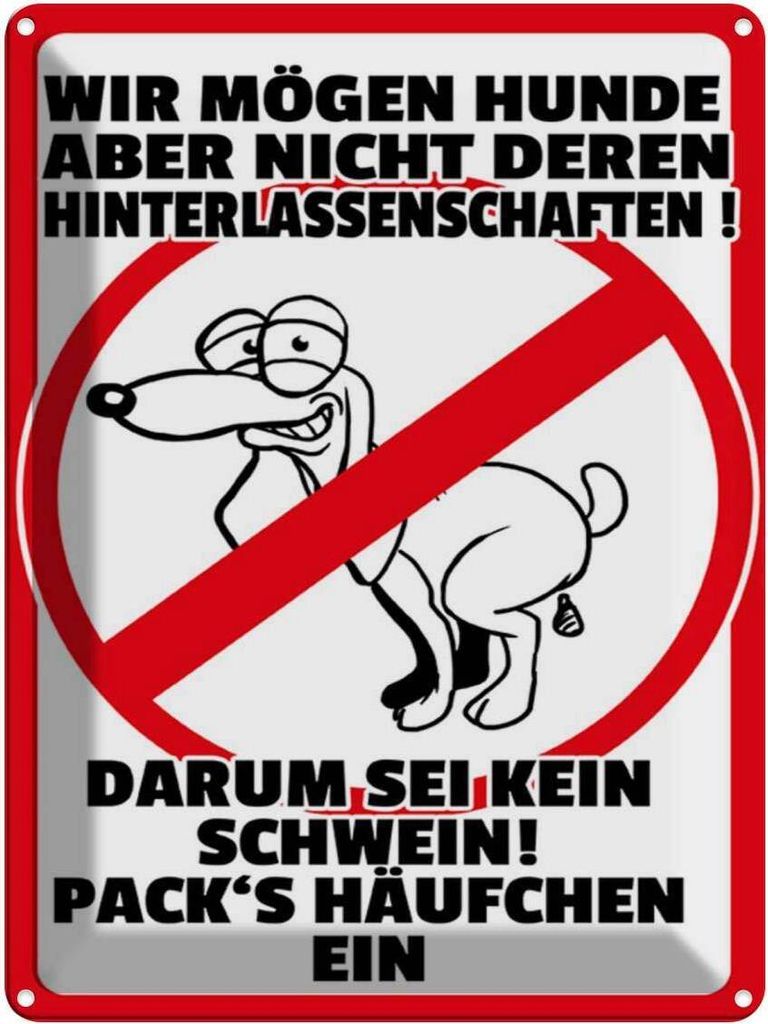 vianmo Blechschild 40x30 cm wir mögen keine Hundehäufchen Spruch Zitat