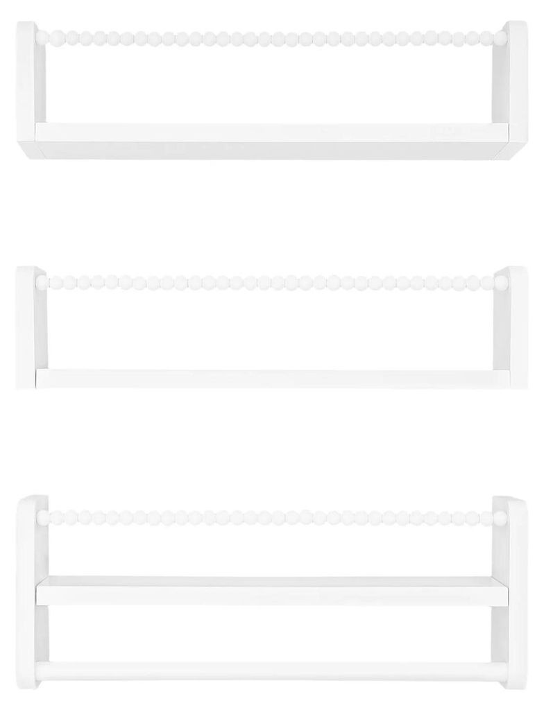 Wand-Bücherregal für Kinder - Set mit 3 Schweberegalen - Kiefernholz - Aufbewahrung für Bücher & Spielzeug - Modernes Kinderzimmer - Weiß