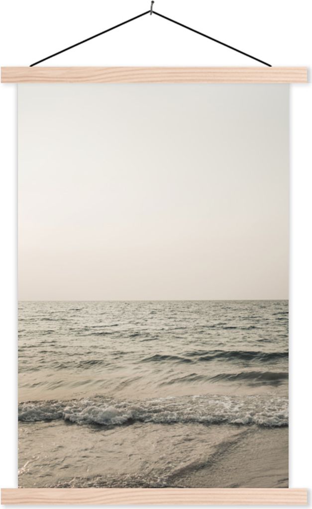 MuchoWow Textilposter Sommer - Meer - Weiß 40x60 cm mit holzfarbenen Rahmen - Poster