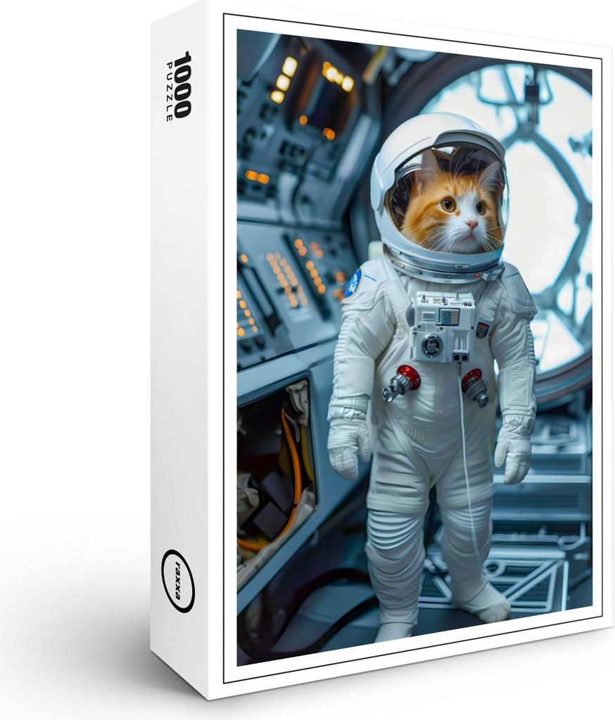 raxxa Premium-Puzzle "Scottish Fold cat inside space capsule", 1000 Teile