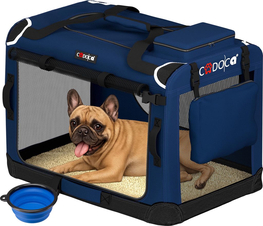CADOCA® Cage de transport M Bleu pour animaux chien chat Image du produit 