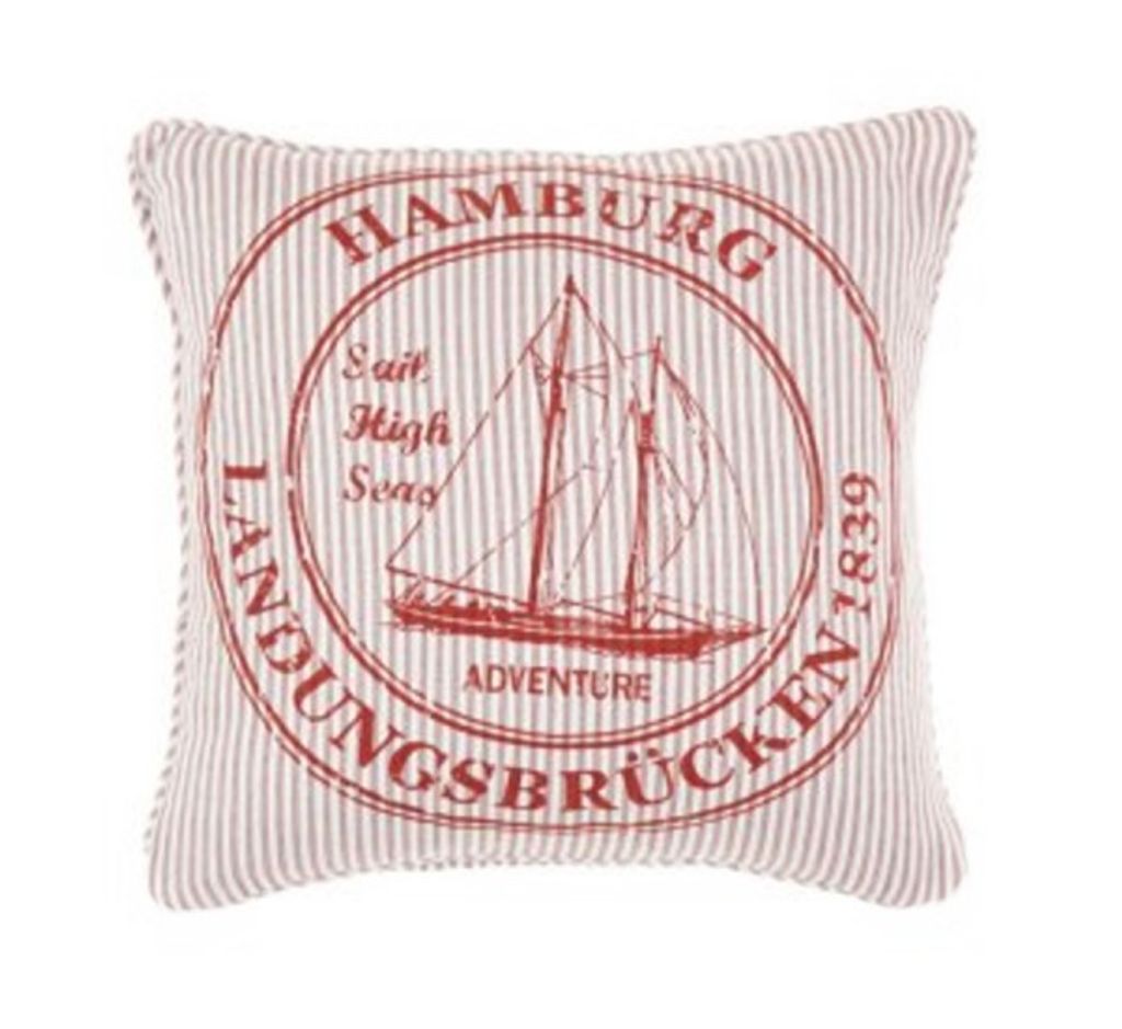 Kissenhülle - Kissenbezug Ocean Hamburg - rot weiss - ca Produktbild 