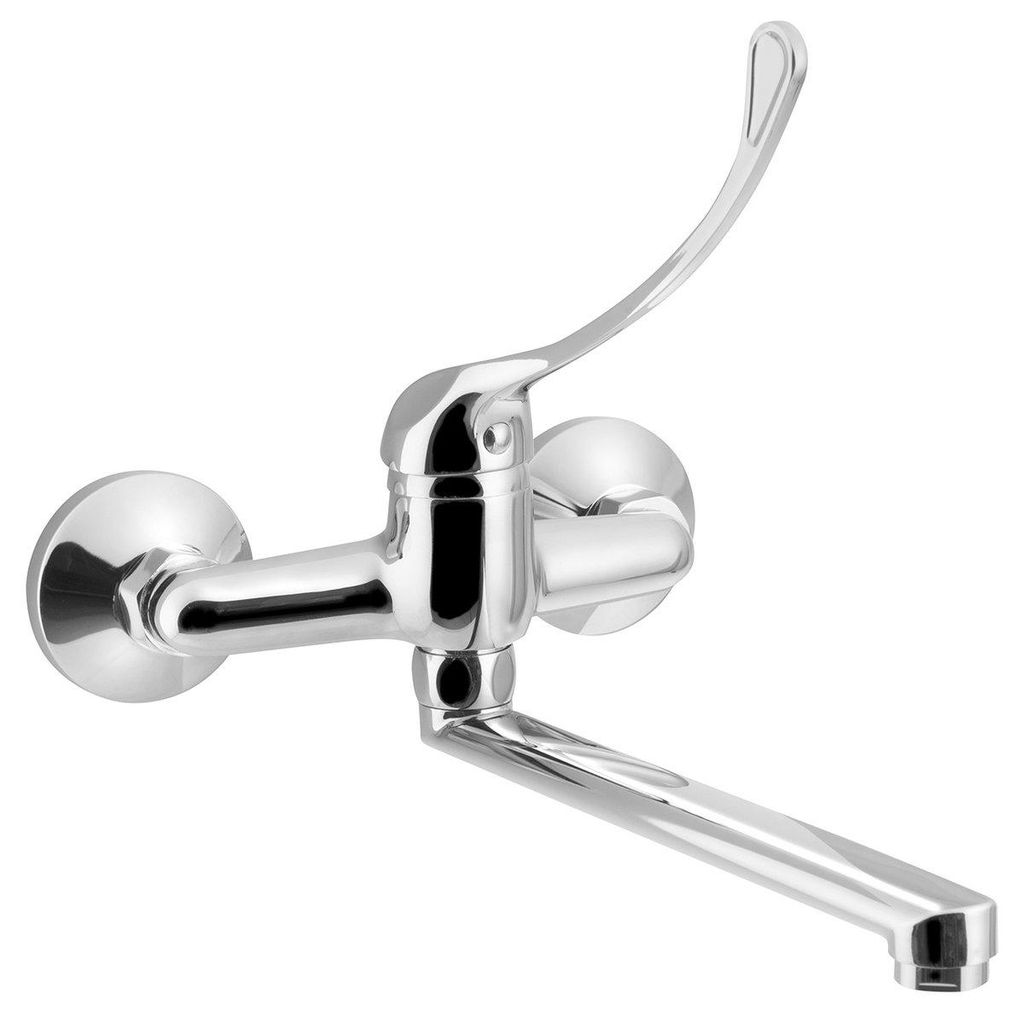 Aqualine 35 Wand-Armatur, medizinischer Hebel, flacher Auslauf, 220mm, Chrom