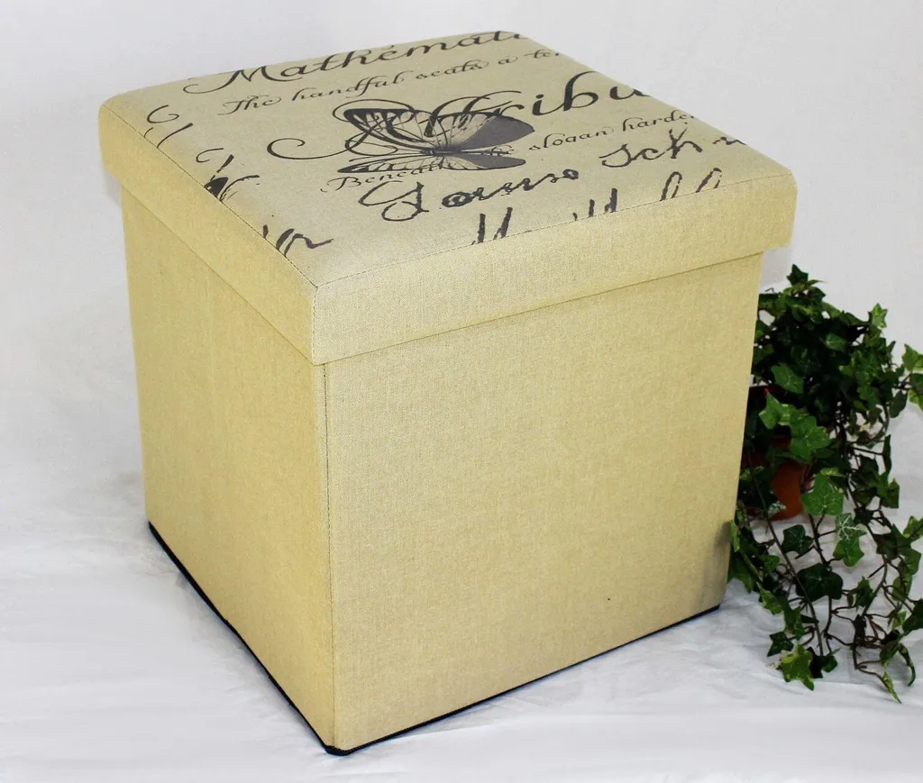 Pouf Tabouret Pliable 40cm Coffre de Rangement - Robuste & Gain de Place
