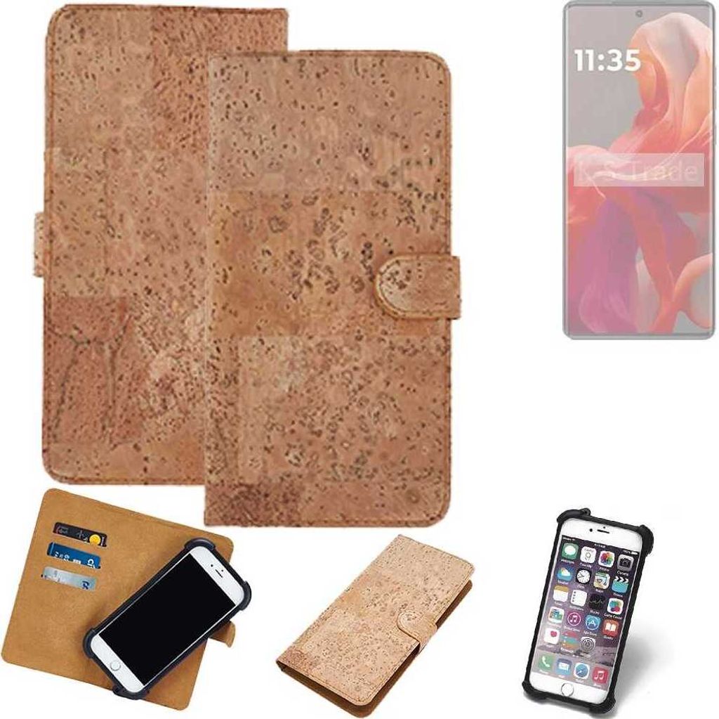 K-S-Trade Hülle kompatibel mit Motorola Moto S50 Neo Kork Handyhülle Cover Schutzhülle TPU Case Bumper in Hellbraun, (1x)