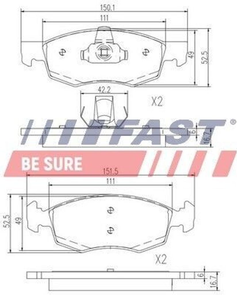 FAST Bremsbeläge Satz Vorne Bremsklötze für FIAT Doblo Cargo (223) FT29102