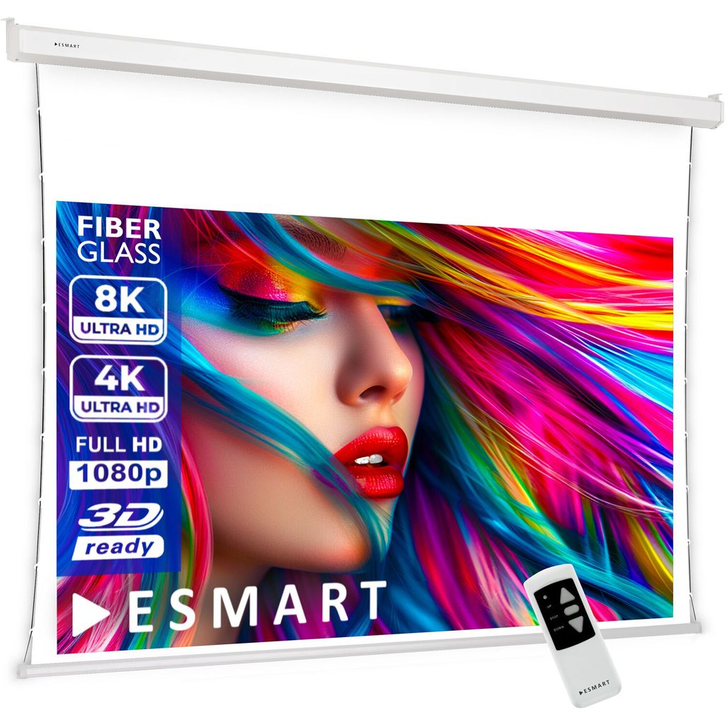 ESMART Professional TATENSO Tension-Leinwand AKUSTIK 160 x 90cm (72") 16:9 | Programmierbare Fernbedienung | Heimkino elektrische Beamer Projektion...