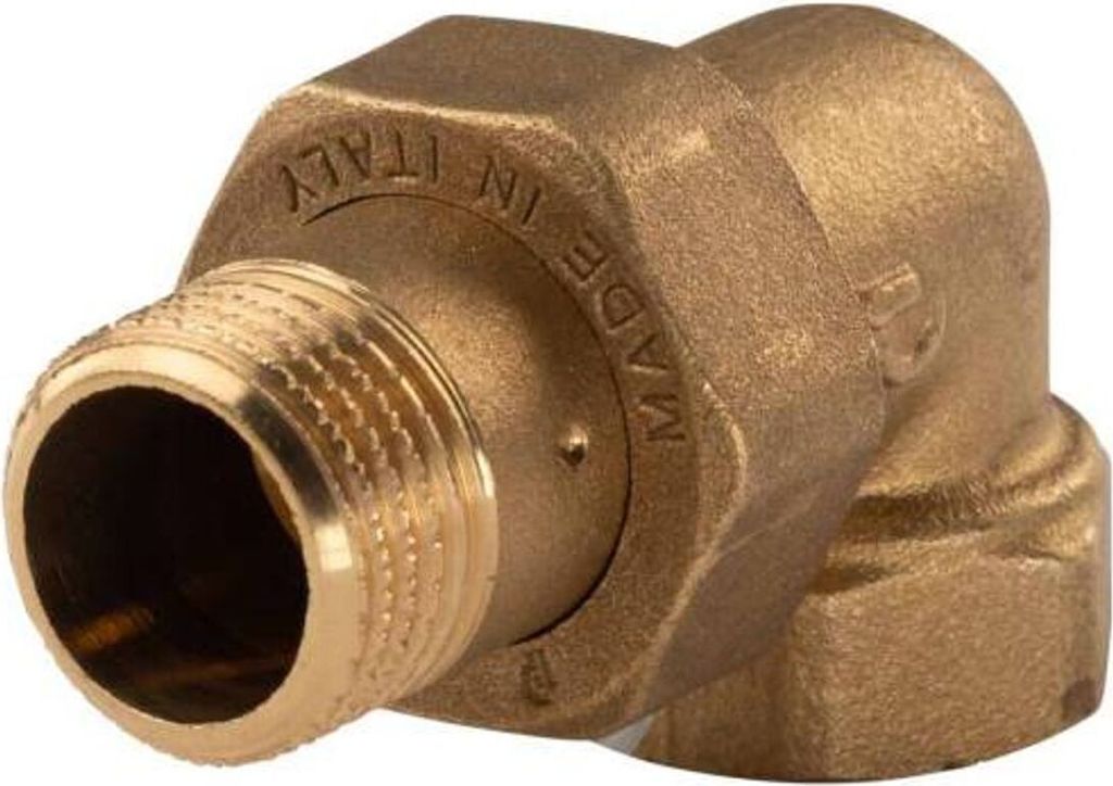 Messing Gewinde-Fitting Winkelverschraubung 90° flachdichtend 1/2'IG - 1/2'AG (DN 15) - schwere Ausführung