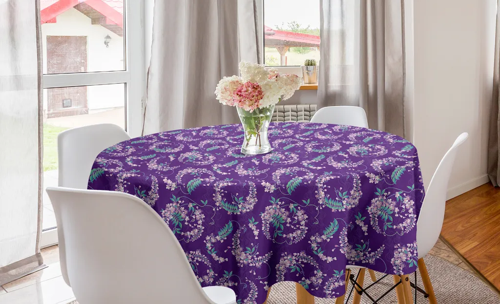 ABAKUHAUS Floreale Tovaglia, Fiori in Viola Toni Art, Rettangolare per