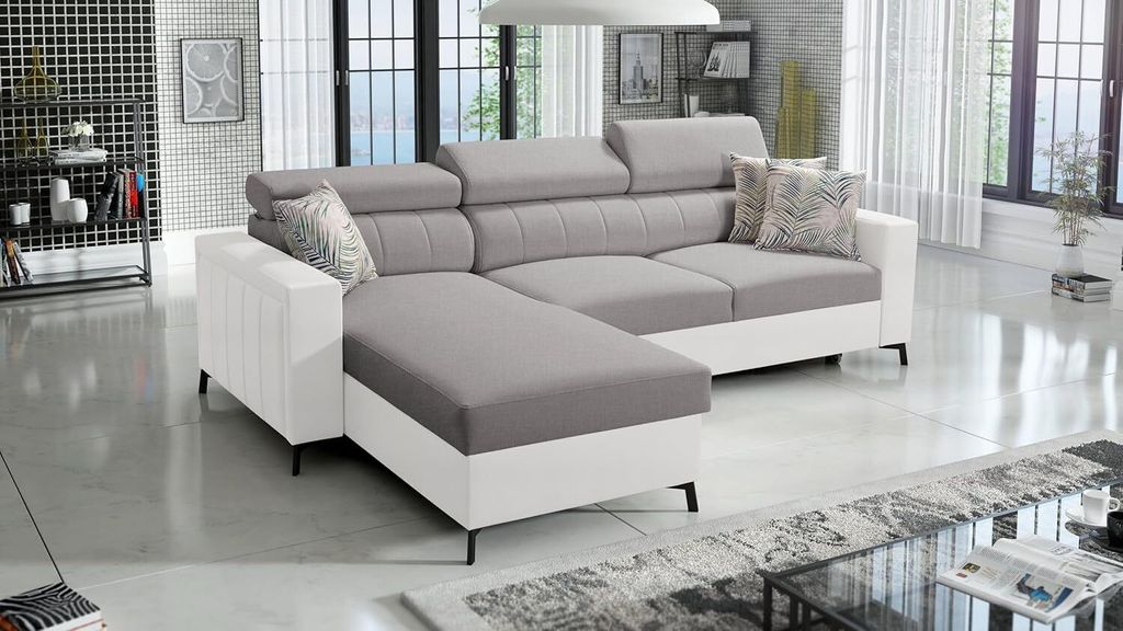 Ecksofa Bella I Maxi mit Schlaffunktion und Stauraum für Bettzeug für das Moderne Wohnzimmer Sawana11+ekji