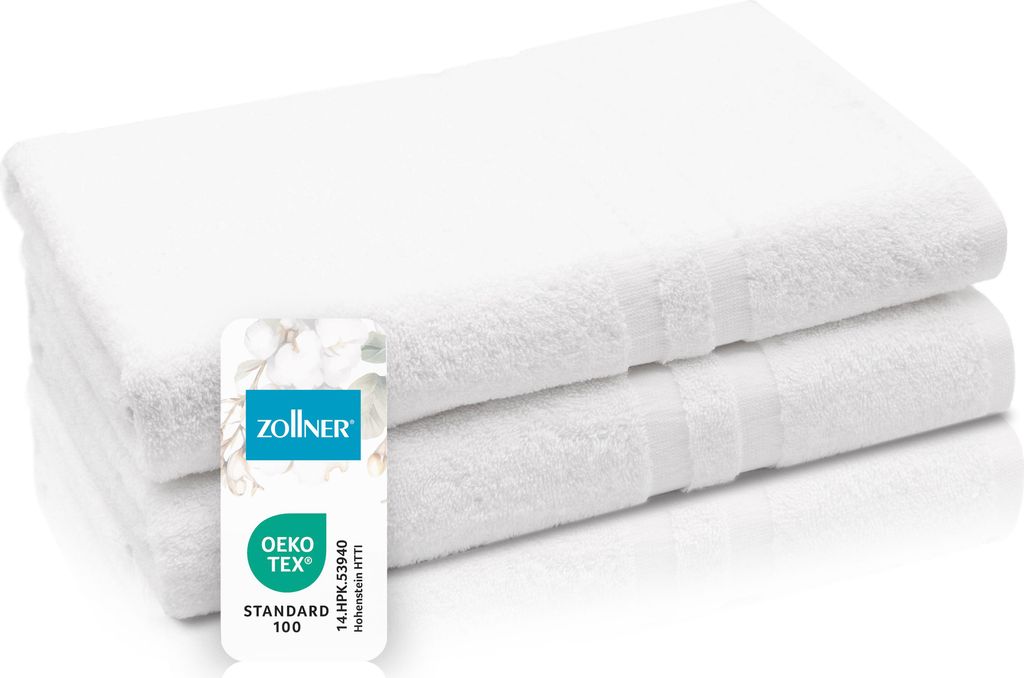 2er Set Duschtücher, 70x140 cm, weiß, 100% Baumwolle Produktbild 