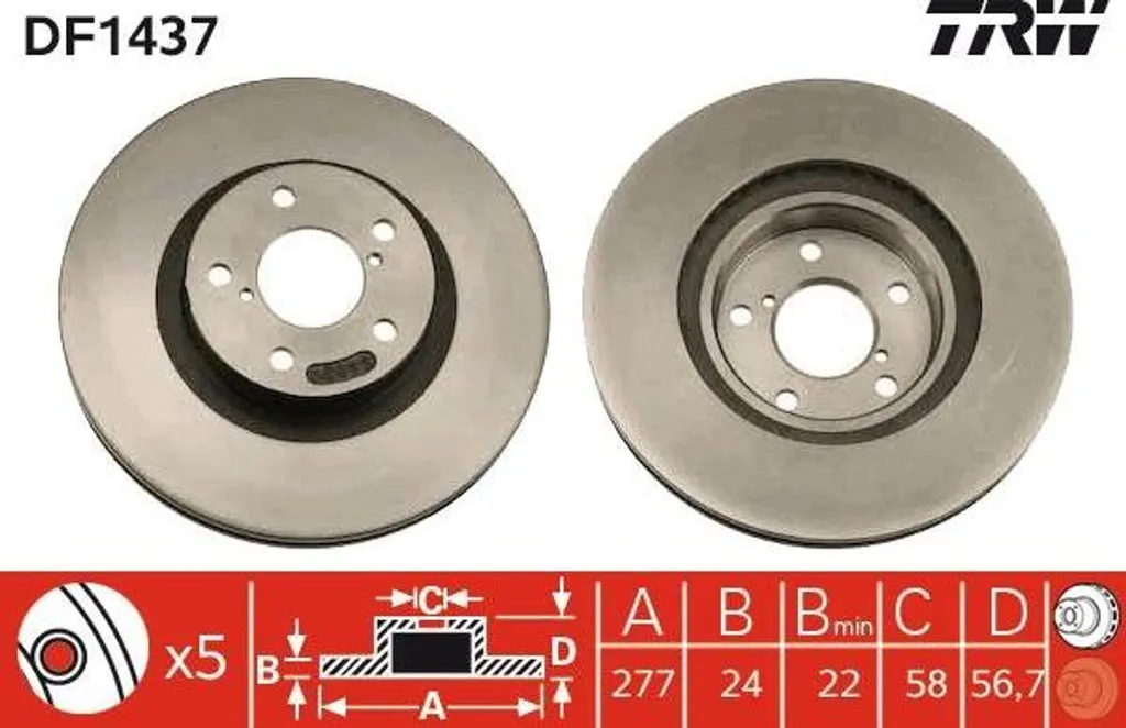 Disque de frein avant ventilé pour GT 86 et BRZ - Qualité TRW DF1437