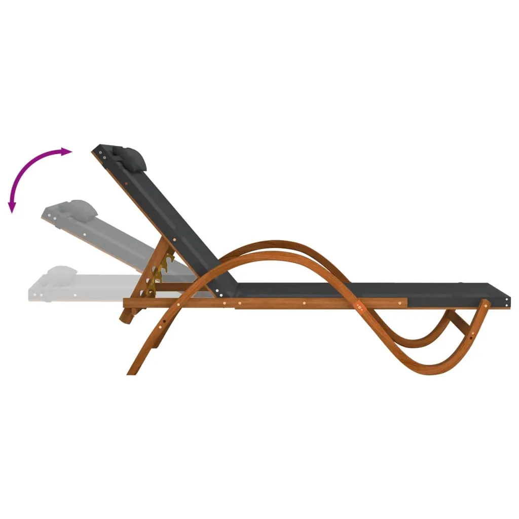 Chaise longue robuste en bois et textilène gris pour un confort durable
