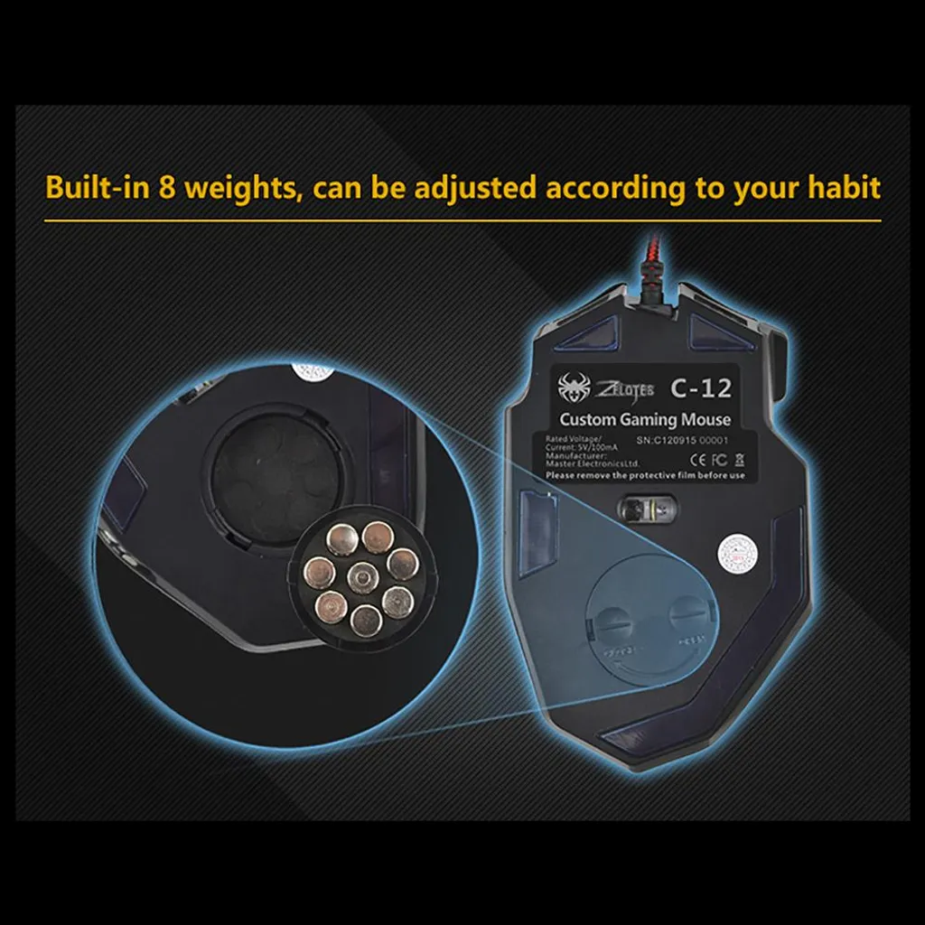Souris de jeu filaire ZELOTES C-12 programmable avec ses 12 boutons