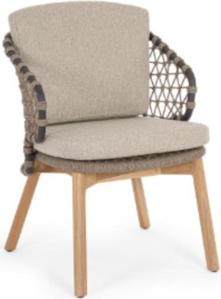 2er Set Stühle Eularia 69 x 83,5 x 61,5 cm Teak Aluminium Polypropylen Grau