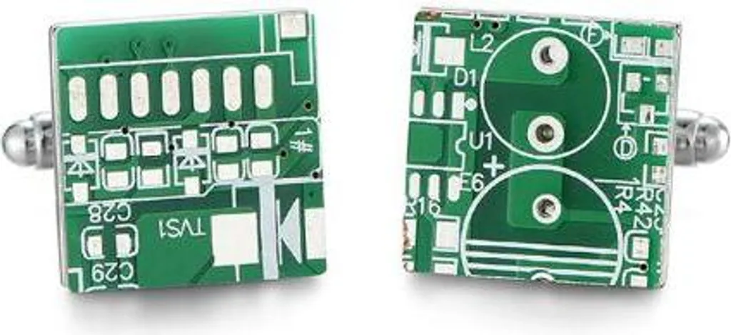 Boutons de manchette à puce informatique en acier inoxydable brossé