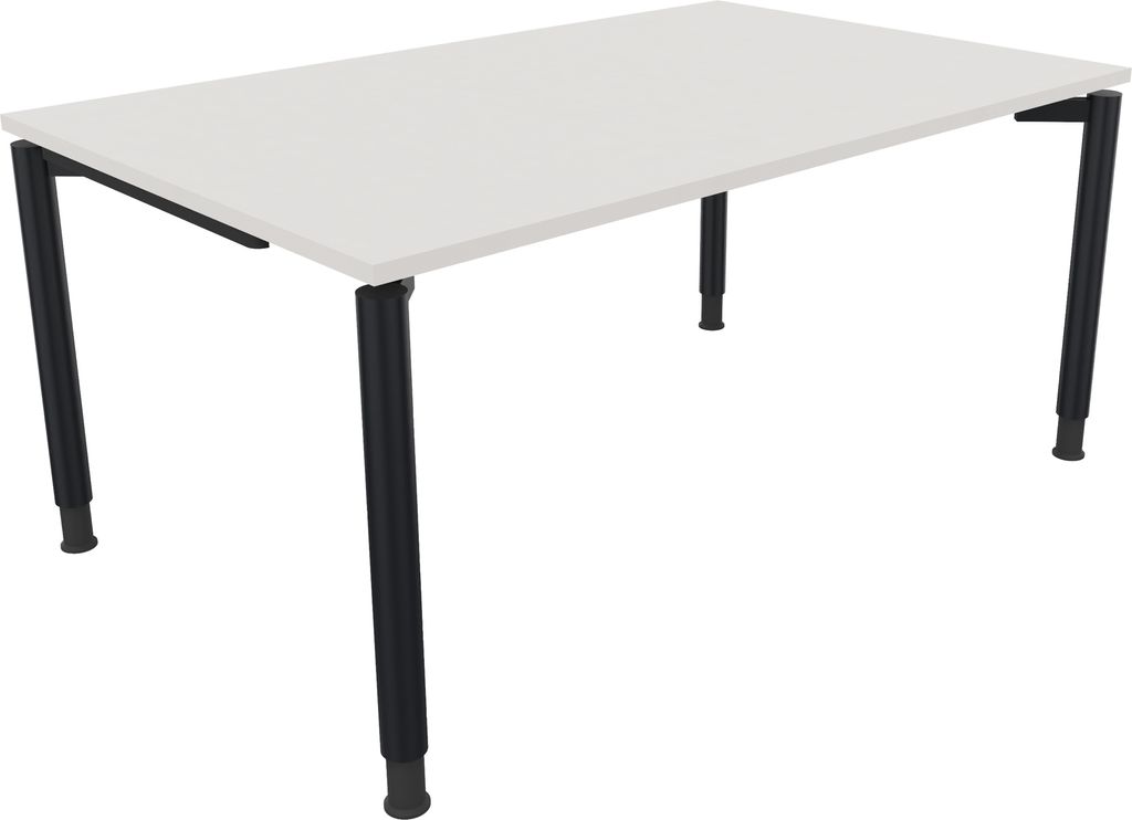 Schreibtisch Vierfuß Rundrohr B1600xT1000xH680-820 an/Weiß