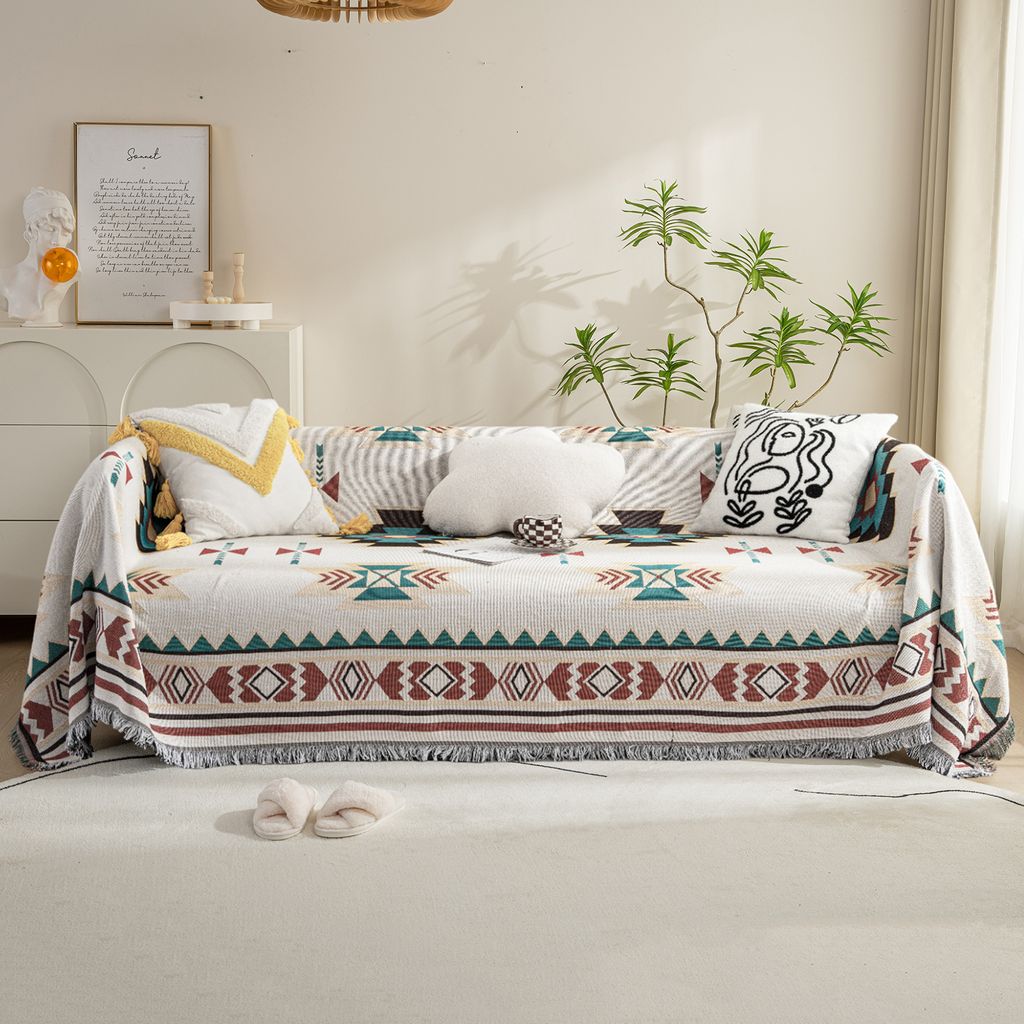 Boho Decke Kuscheldecke 180*230cm, Strick Tagesdecke Für