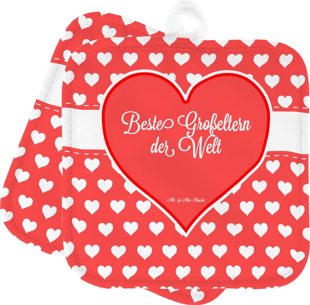 Mr. & Mrs. Panda Topflappen Großeltern - Geschenk, Enkelin, topfhalter, Kochlappen, Enkelkind, Topfuntersetzer, Set, Oppa, Opa, Doppel, Großmama,...