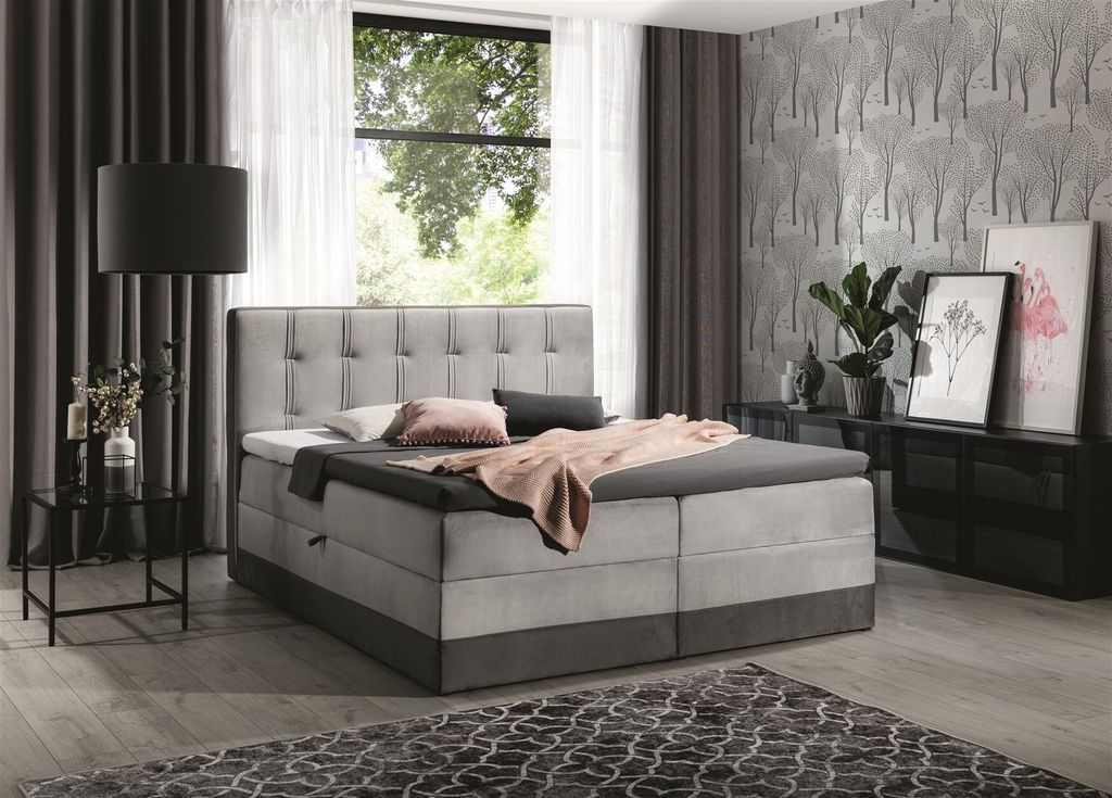 Boxspringbett Schlafzimmerbett TAVIRA 180x200cm in Stoff