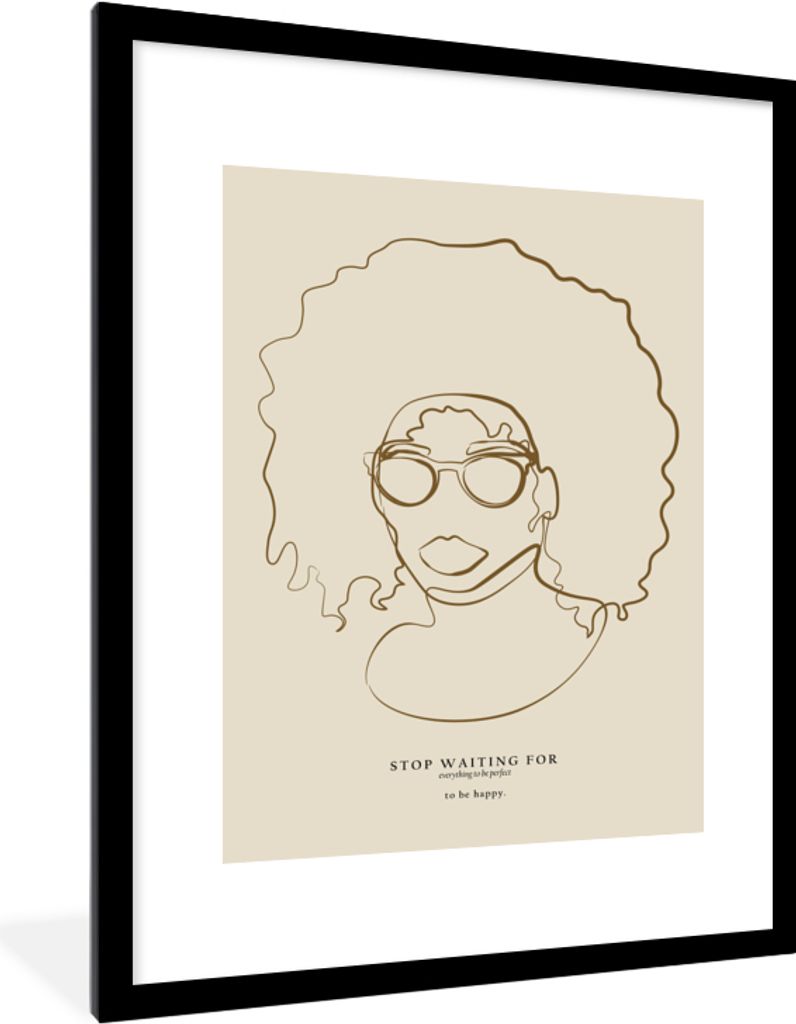 MuchoWow® Gerahmtes Poster Linienkunst - Frau - Text - Produktbild 