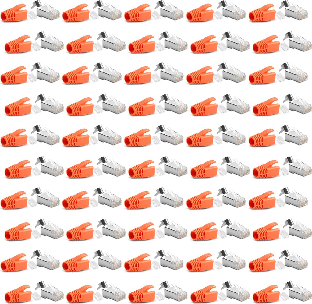 50x Netzwerkstecker CAT 7 6A RJ45 LAN Netzwerk Crimp Stecker vergoldete Kontakte