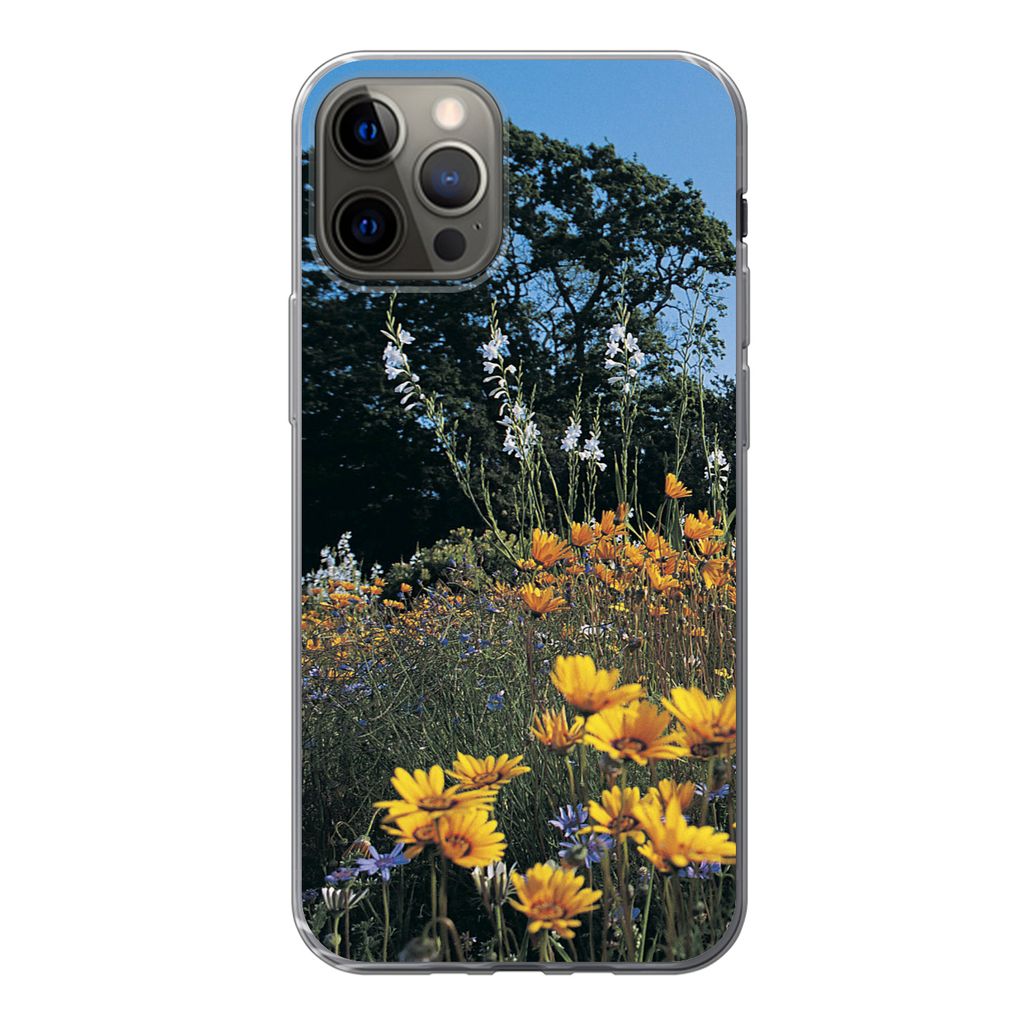 MuchoWow Handyhülle Schutzhülle Hülle für iPhone 12 Pro Blumen - Natur - Farbe Silikon Softcase Handy Hülle - Abdeckung