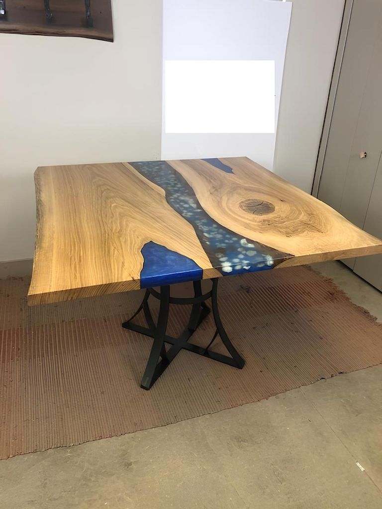 Esstisch River Table Echtes Holz Flusstisch 110x110 Massive Tische Epoxidharz