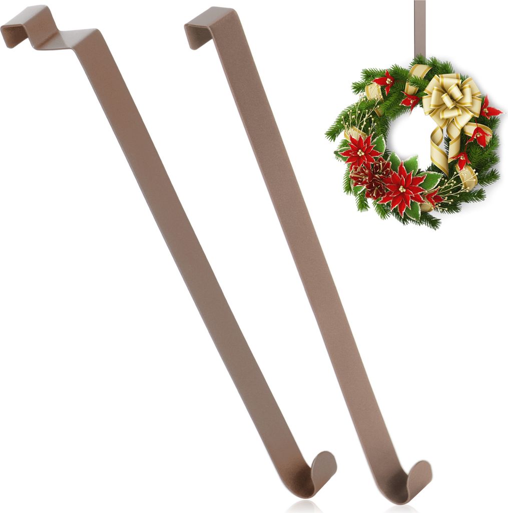 COM-FOUR 2x Türhaken aus Edelstahl - 26 cm Haken für Türkränze und Dekoration - Aufhänger für Türen innen und außen - Kleiderhaken zum Ei...