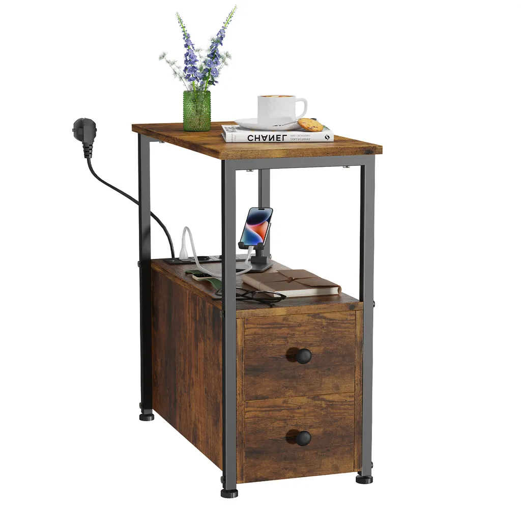 Table d'appoint étroite marron pour ranger et organiser votre salon