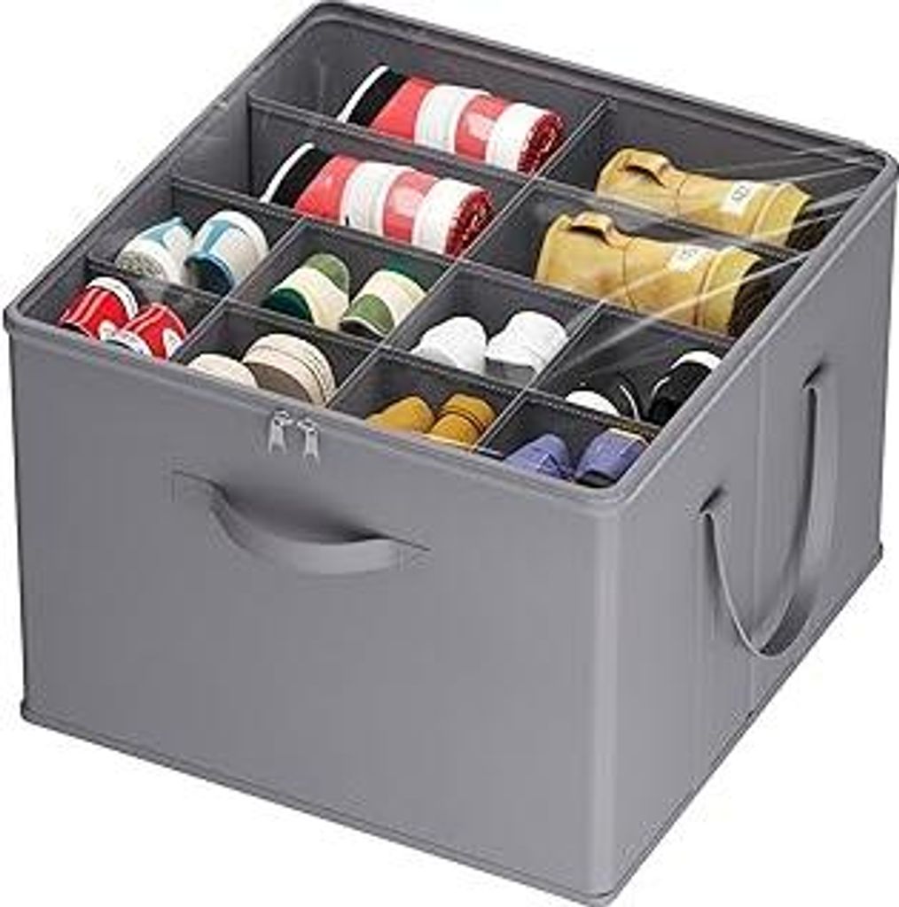 Lifewit Schuhorganizer für 8 Paar, Großer Schuhschran für Closet mit Unterteilungen und Deckel, Platzsparende Schuhkarton mit Griffen für Schuh...