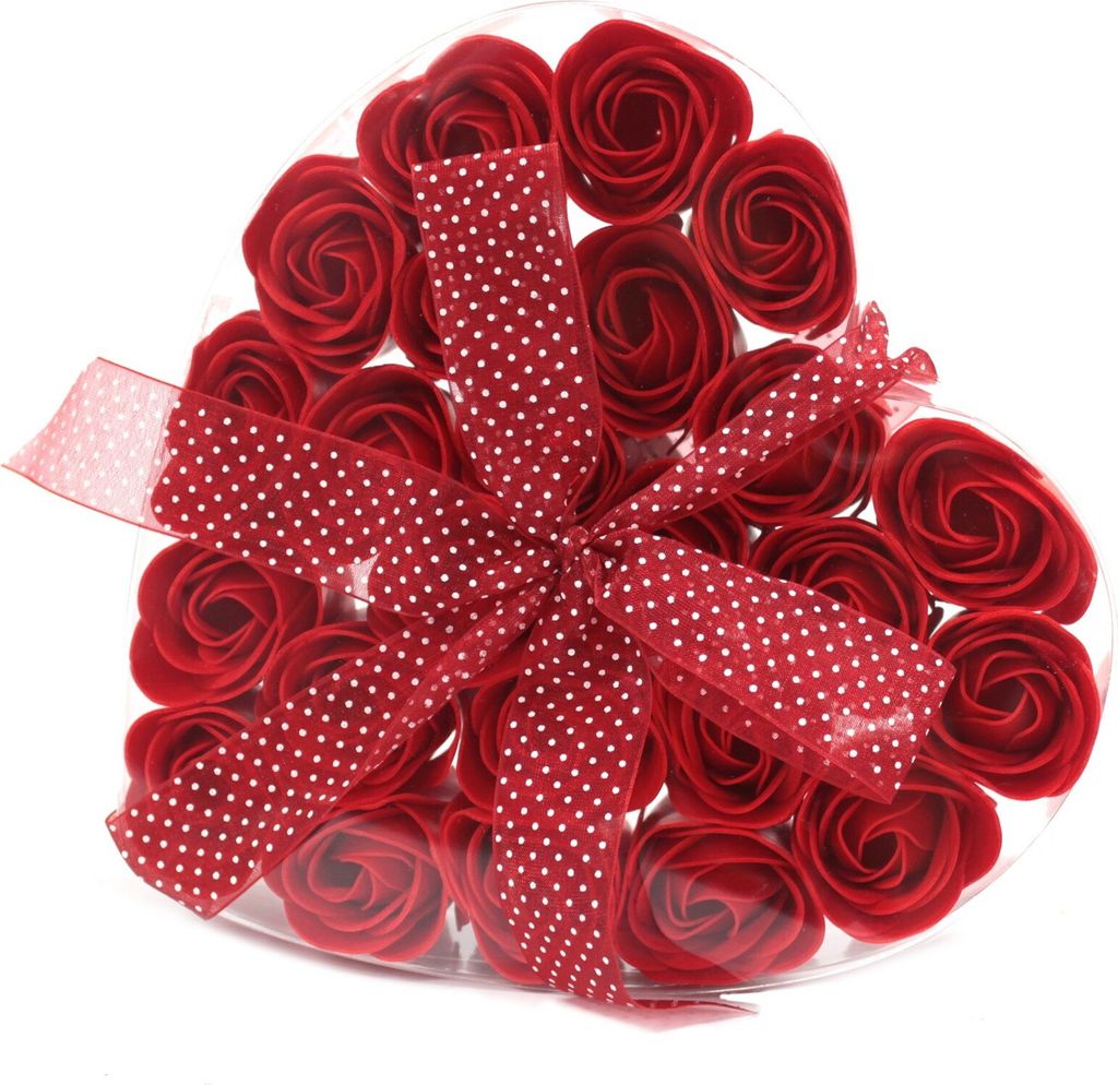 Satz mit 24 Seifenblumen - Rote Rosen