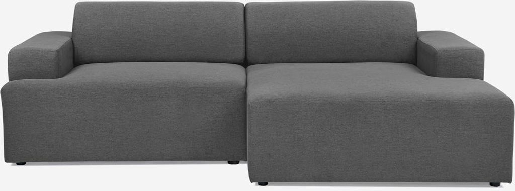 Sofa modernes Design 3-Sitzer mit rechtem Liegesessel aus Stoff Toliman - Dunkel Grau