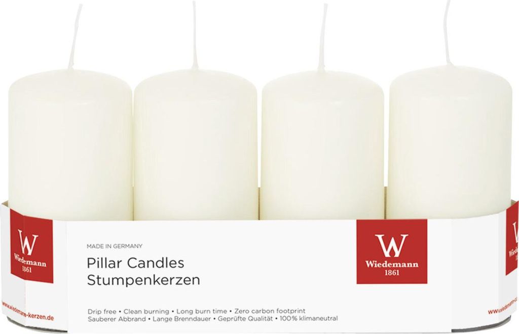Wiedemann 218156.003 Stumpenkerze - 100 x 50 mm, 4 Stück, elfenbein