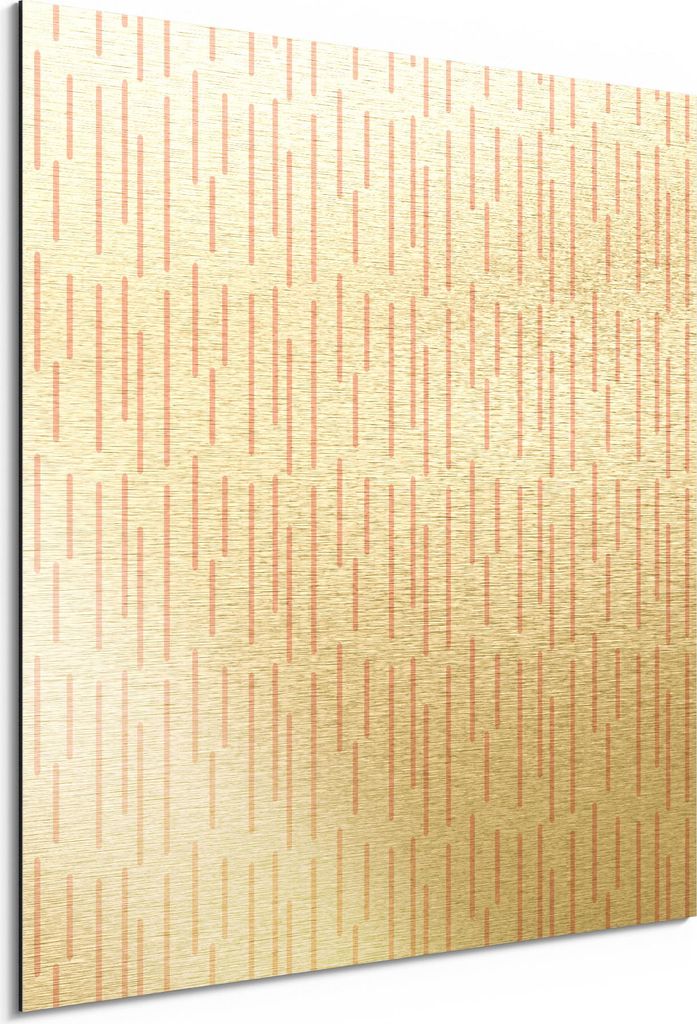 DEQORI Alu-Dibond Bild Gold 50x50 cm 'Zartes Linienfeld' Wandbild Metall dünn Design