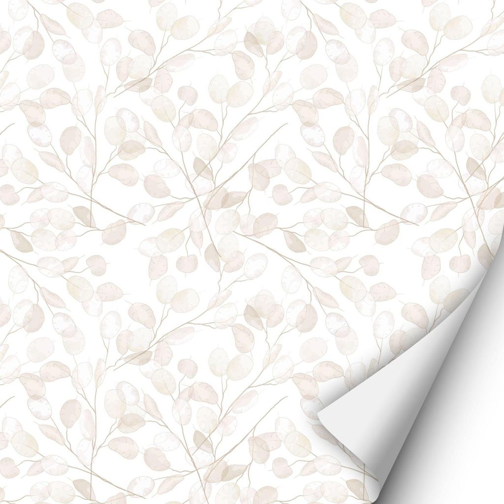 2 x 0,9 m selbstklebende Folie - Blätter creme Klebefolie Produktbild 