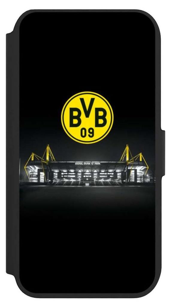 NIVOCASE Klapphülle für Apple iPhone SE (2022) Handyhülle aus Kunst Leder NIVOflip schwarz BVB Borussia Dortmund Stadion