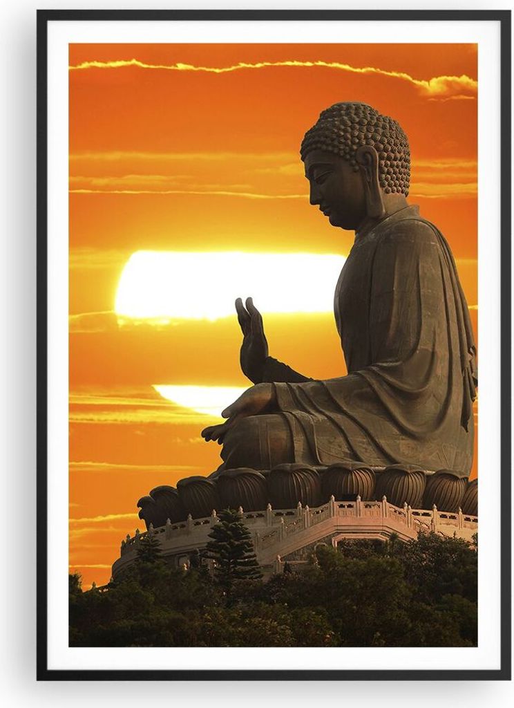 Gerahmtes Poster - Schwarzer Rahmen - tempel buddha - 70x100 cm - Wand Bild - Wanddeko - Wandbilder - Kunstposter - Wandposter - Bilderrahmen - Bil...