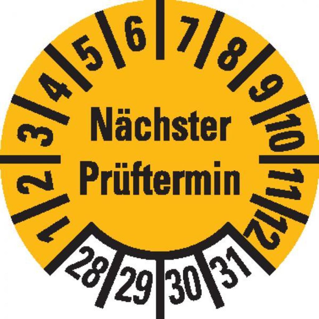 Dreifke® Prüfplakette Nächster Prüftermin, 28-31, gelb, Produktbild 
