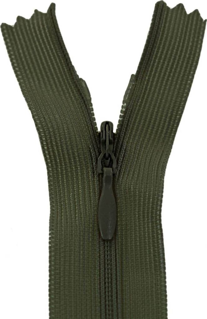 50 Reißverschlüsse spiral verdeckt, 18cm, unteilbar, unsichtbar, Farbe:327 khaki