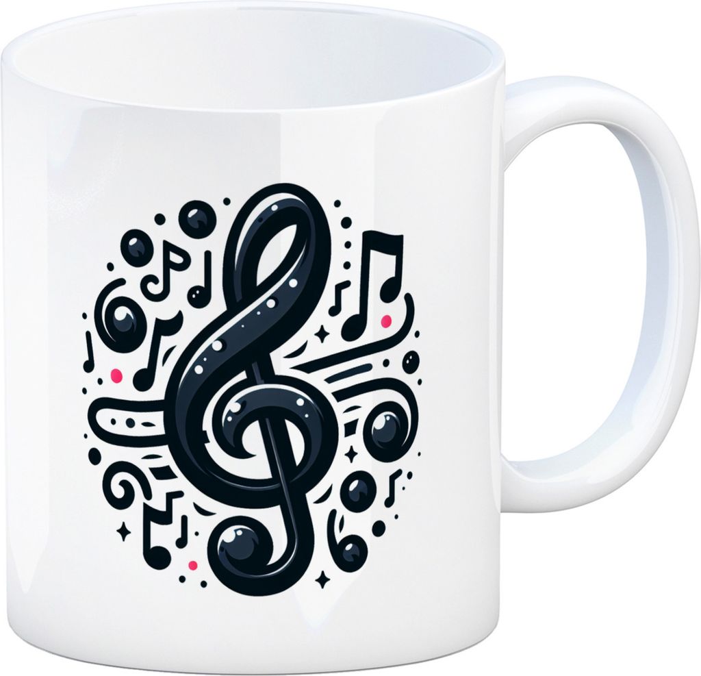 Musiknoten und Notenschlüssel Kaffeebecher