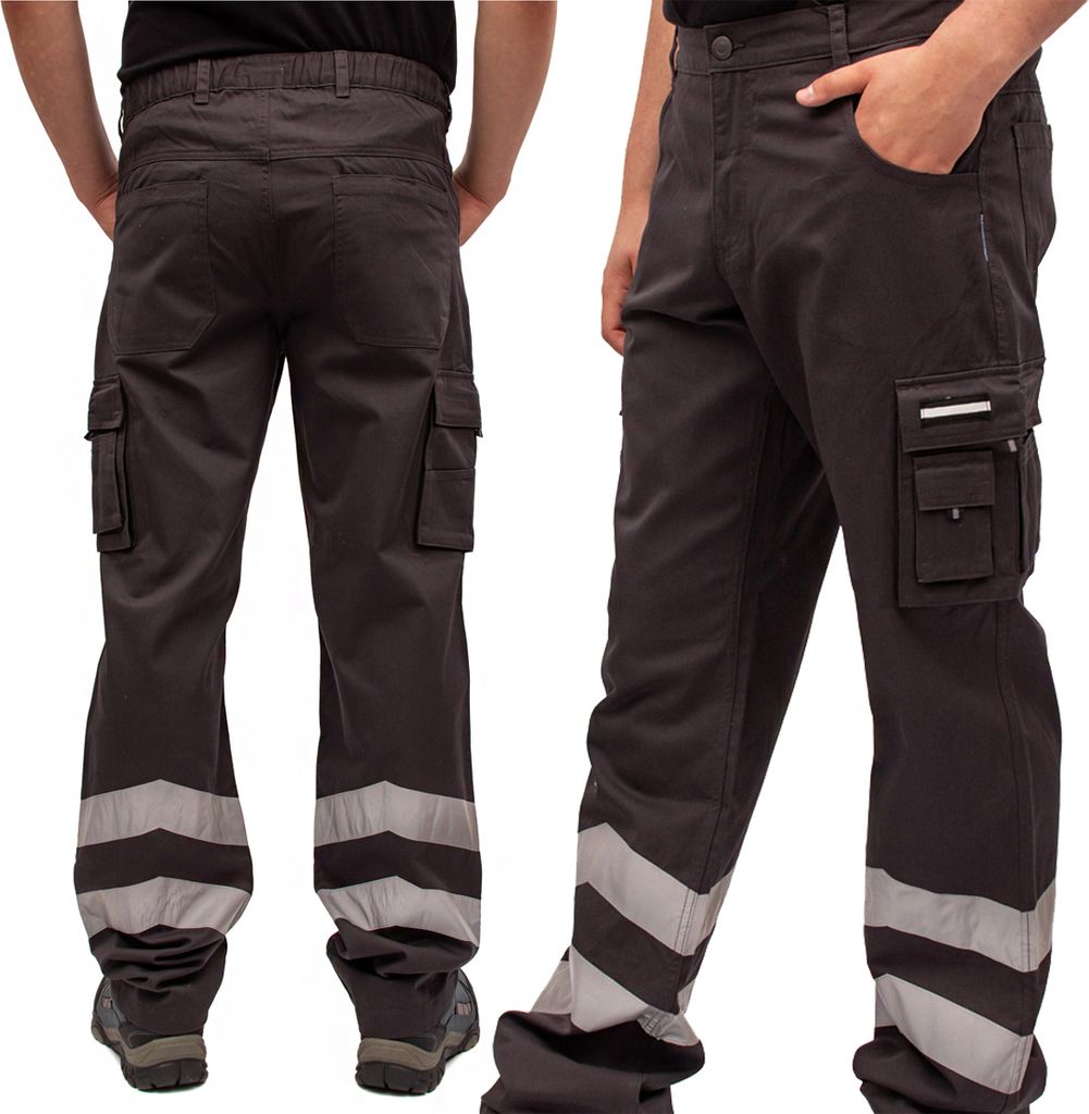 FIRI Herren-Arbeitshose Kampfhose mit Reflektor am Bein, schwarz, 44