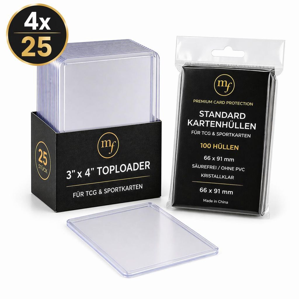 Toploader 3" x 4" Sammelkarten 100 Stück (4x25) 35pt Produktbild 
