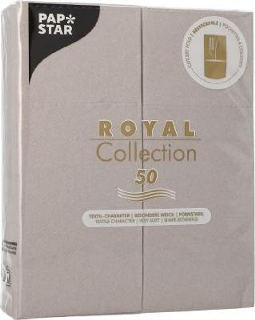 300 Servietten "ROYAL Collection" 40 cm x 30 cm grau mit Besteckfalz