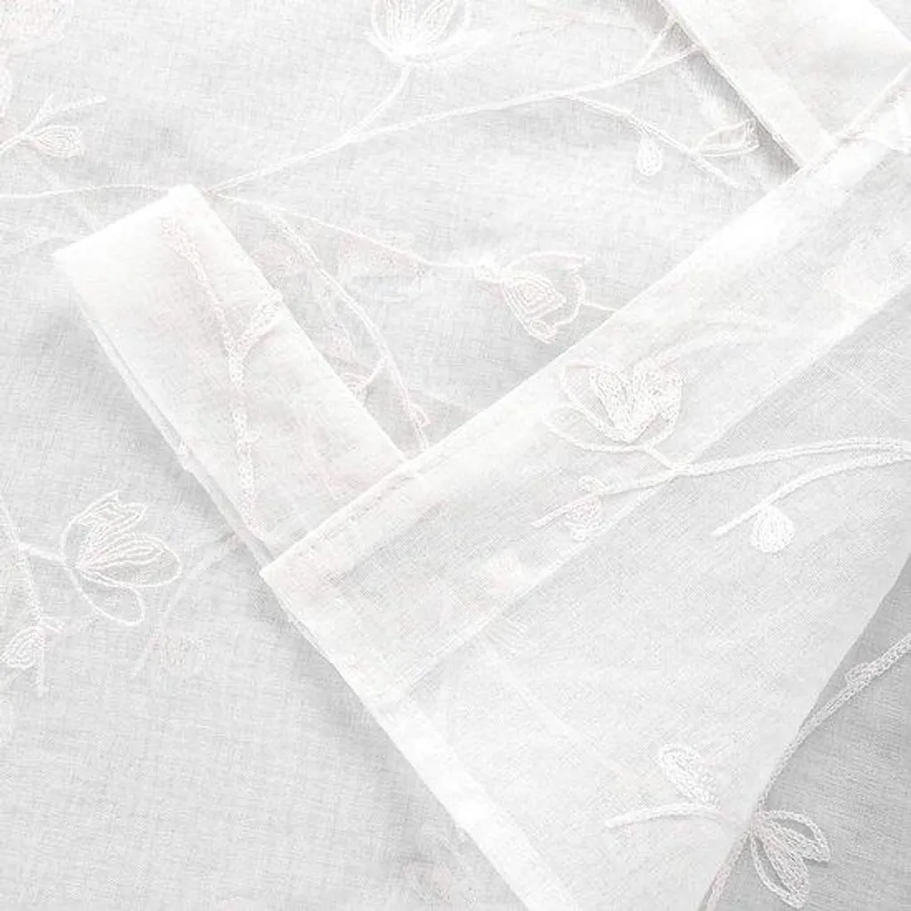 Rideaux décoratifs à fleurs et nœuds pour un salon lumineux Lot de 2