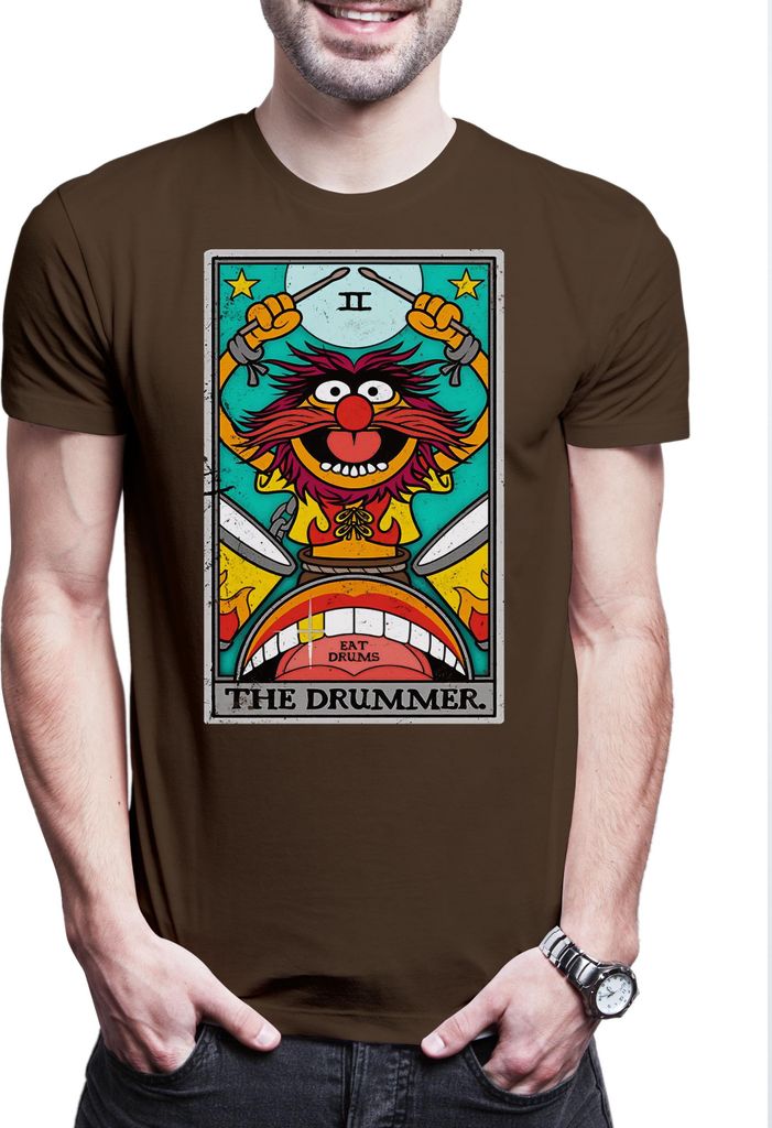Urban Backwoods Wicked Drummer Tarot, Herren T-Shirt, Farbe: Braun, Größe: L