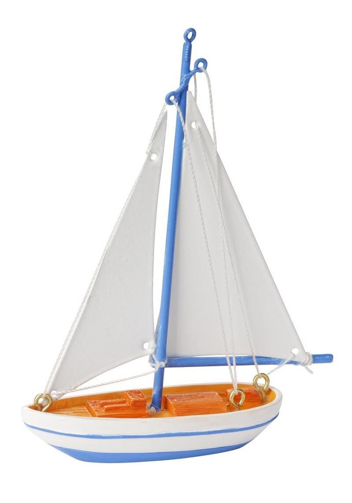 Dekoratives Segelboot für Bastelarbeiten und maritime Dekoration, Maße 7 x 11 cm